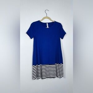 Zenana Outfitters Royal Blue and Black & White Striped Top